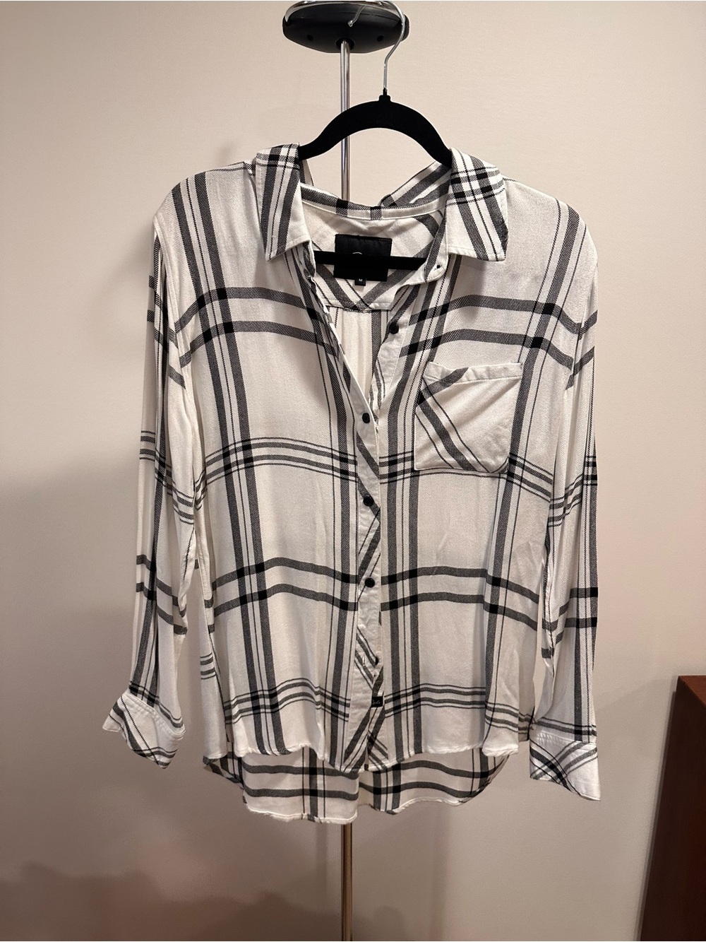 Rails White and Black Plaid Button-Up Shirt